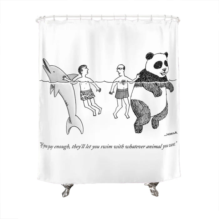 Dolphin / Panda Swim Shower Curtain