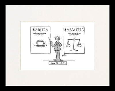 Barista vs Barrister Cartoon Print