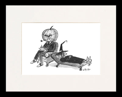 Pumpkin Psychiatrist Cartoon Print