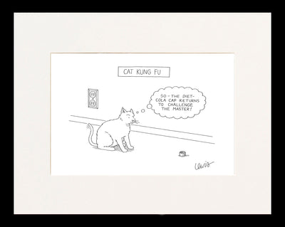 Cat Kung Fu Cartoon Print
