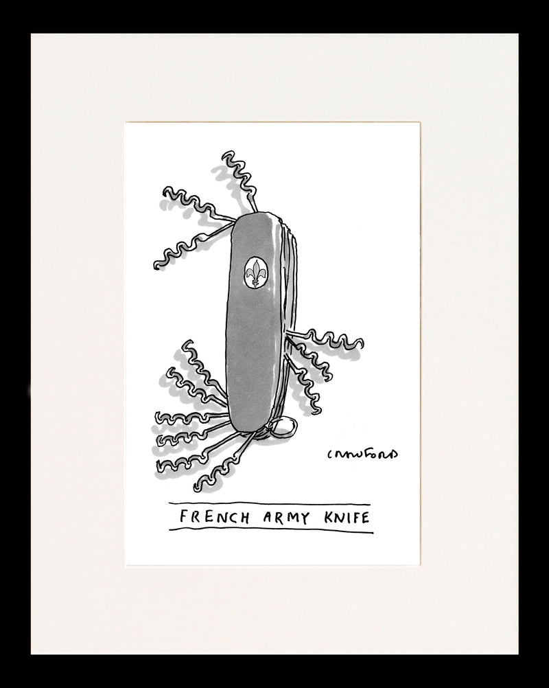 French Army Knife Cartoon Print