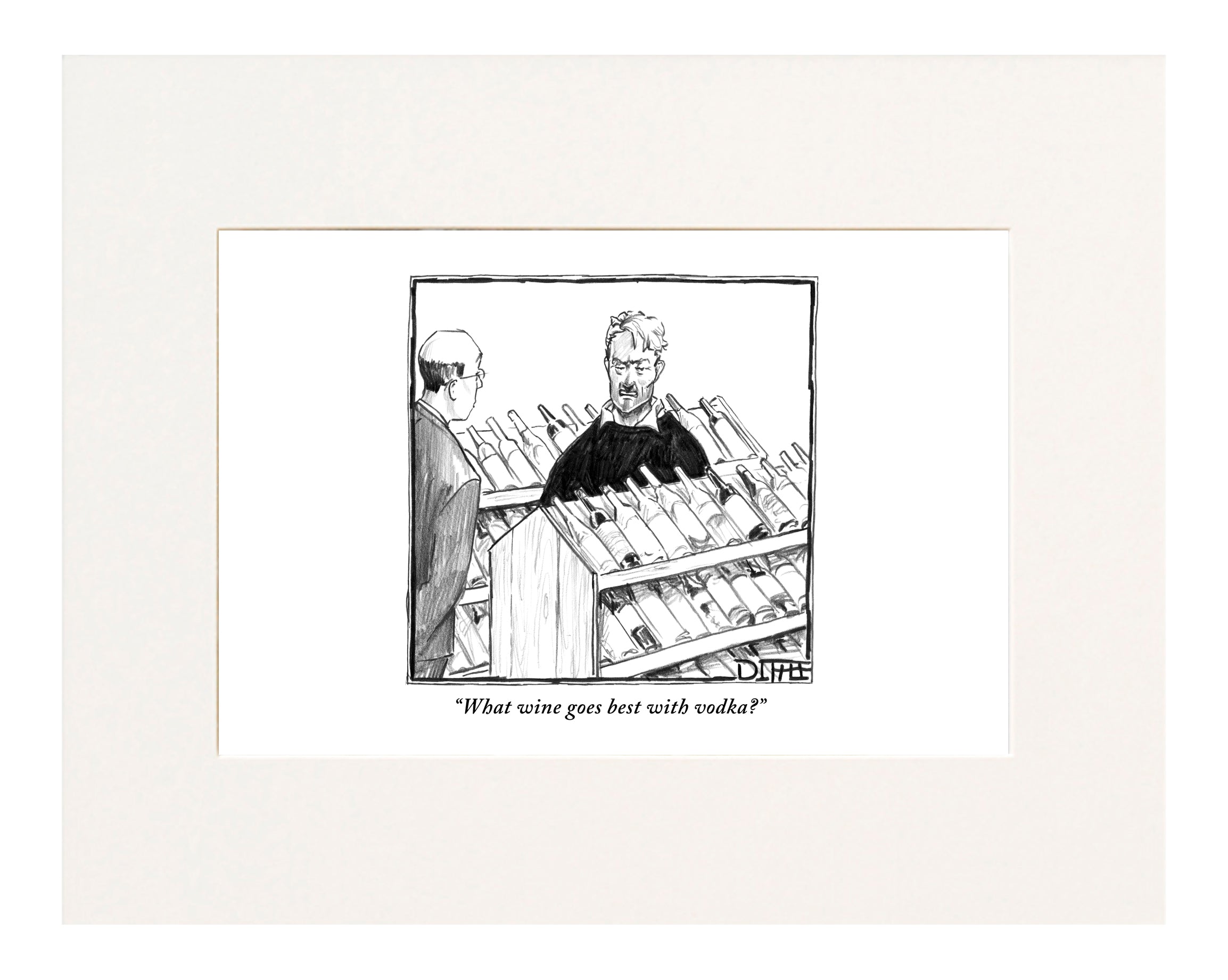 Matt Diffee What Wine Goes Best With Vodka? Cartoon Print – CartoonStock